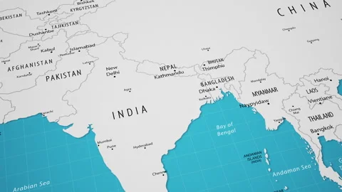 Animated map of the Middle East and Southeast Asia, Geography Background Stock Footage 327171059