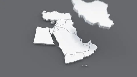 Animated Map of the Middle East – Camera Flyover Stock Footage 340849116