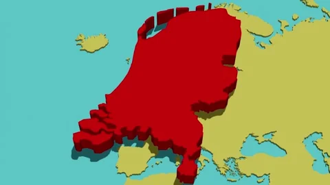 Animated Map of the Netherlands Stock Footage 296904007