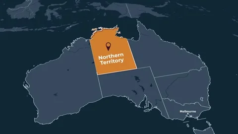 Animated map of Northern Territory, Australia, highlighting the territory Stock Footage 345203085