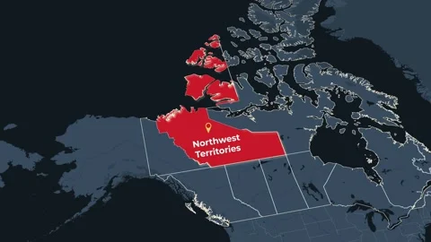Animated map of Northwest Territories, Canada, highlighting the territory Stock Footage 344933877