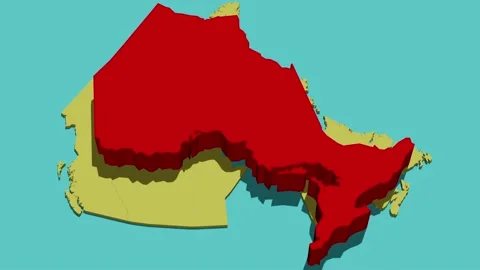 Animated Map of Ontario (Canada) Stock Footage 233785322