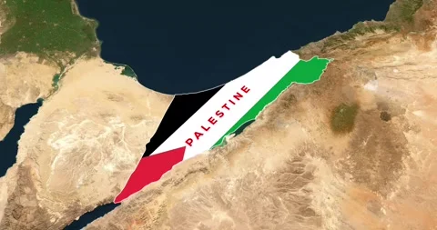Animated map of Palestine filled with the national flag Stock Footage 327631983