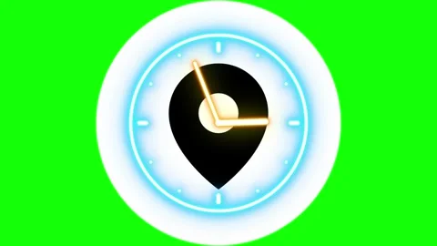 Animated map pin clocks on green screen background Stock Footage 337527587