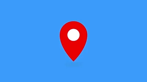Animated map pin icon on blue background stock footage Stock Footage 345548791