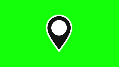 Animated map pin icon green screen Video stock 295845342