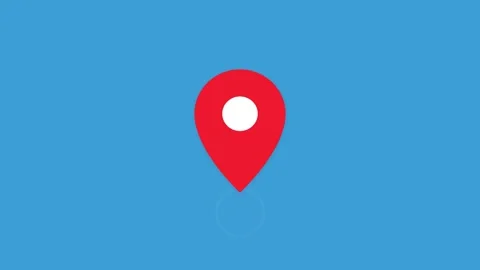 Animated map pin pointer icon on blue background Stock Footage 345548731