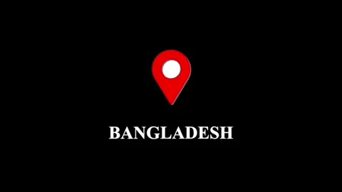 Animated map pin showing location of Bangladesh country on black background.. 스톡 동영상 332453092