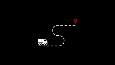 Animated map point location with truck icon isolated on Black screen backgrou Video stock 309104987