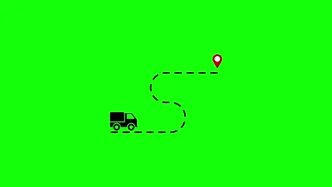 Animated map point location with truck icon isolated on green screen backgrou Stock Footage 309104990
