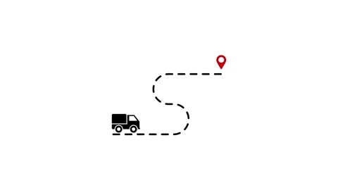 Animated map point location with truck icon isolated on white screen backgrou Video stock 309104997