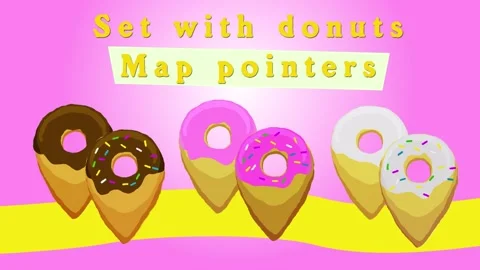 Animated map pointers in the form of donuts Stock Footage 274476458