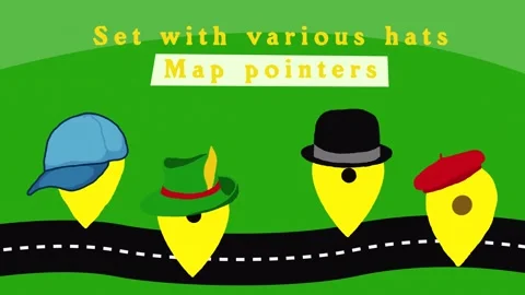 Animated map pointers in the form of helmets Stock Footage 273281427