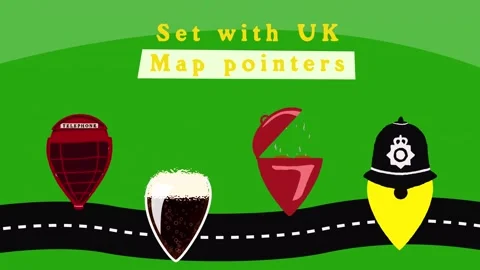 Animated map pointers on the theme of Great Britain Stock Footage 270487997