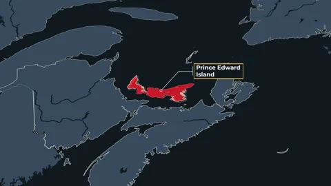 Animated map of Prince Edward Island, Canada, highlighting the province Stock Footage 345067770