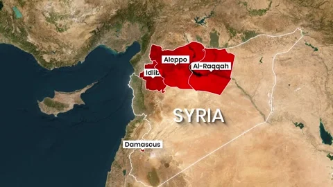 Animated map progressively highlighting Syrian regions and major cities Stock-Footage 334829963