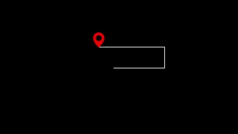 Animated map route with location pins showing path progress on black backgrou Stock Footage 329145129