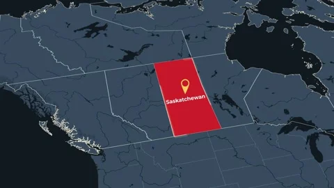 Animated map of Saskatchewan, Canada, highlighting the province Stock Footage 344933768