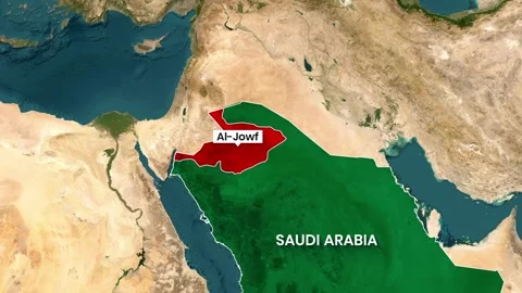 Animated Map of Saudi Arabia Highlighting Al Jowf Region Stock Footage 340537490