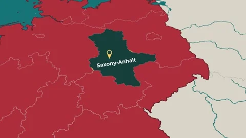 Animated map of Saxony-Anhalt, Germany, highlighting the state Stock Footage 345704112