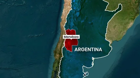 Animated map showcasing Argentina with Mendoza highlighted in motion Vidéo 341729993