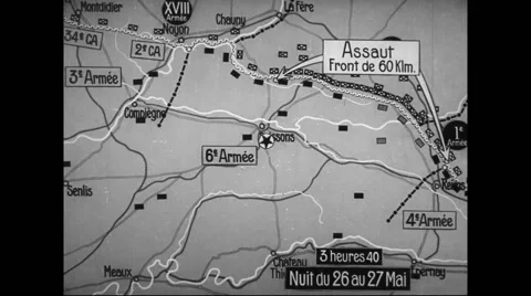 Animated map showing distribution of the German and allied armies Stock Footage