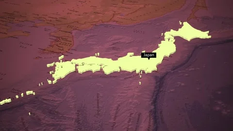 Animated map showing geographical location of Japan islands in Asia with oc.. Stock Footage 325696150