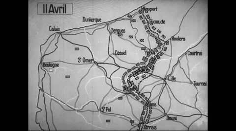 Animated map showing German offensive mo... | Stock Video | Pond5