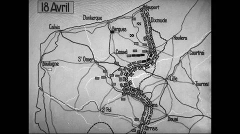 Animated map showing German offensive mo... | Stock Video | Pond5