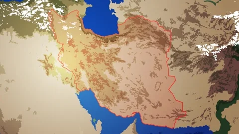 Animated map showing growth of Iran's borders and highlighting Tehran with .. Stock Footage 333826967