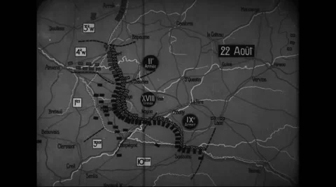 Animated map showing locations of battle of Picardy Stock Footage 43332443