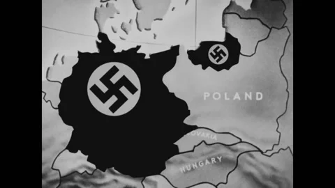 Animated map showing Polands borders to Nazi Germany Stock Footage 140524322