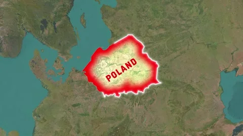 Animated map showing Poland's location within Europe footage motion Stock Footage 345590025