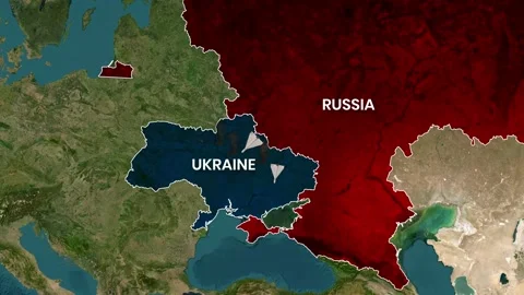 Animated map showing war and explosions across Ukraine territory Vídeos de archivo 334766930