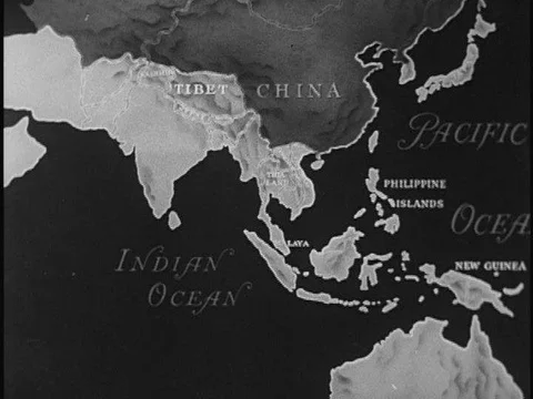 An animated map shows the Asiatic countries that have gained independence and Stock Footage 74998444
