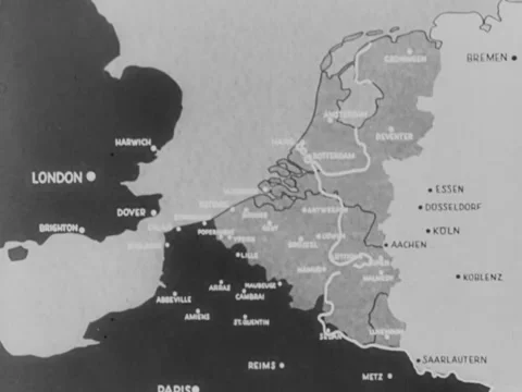 Animated map shows German front advancing through Belgium and France Stock-Footage 158244676