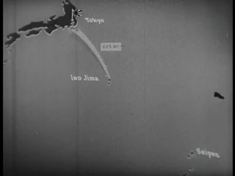 An animated map shows the United States military push against Japan; Tokyo is Stock Footage 75268060
