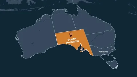 Animated map of South Australia, Australia, highlighting the state Stock Footage 345202830