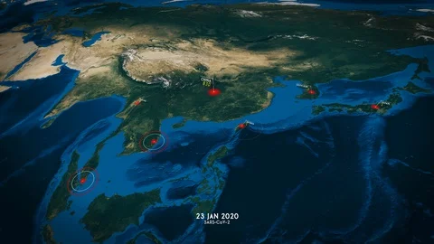 Animated Map of Spread of Sars-CoV-2 Corona Virus Over the World With Real Data Stock Footage