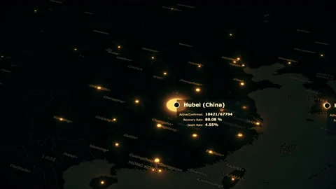 Animated map of spreading the coronavirus COVID-19 pandemic from china across Stock Footage 132270849