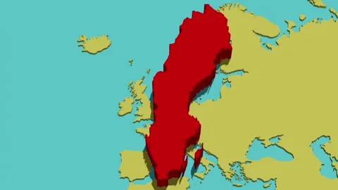 Animated Map of Sweden Stock Footage 301334240