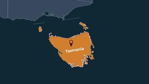 Animated map of Tasmania, Australia, highlighting the state Stock Footage 345262511