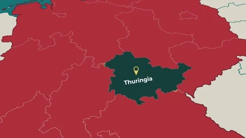 Animated map of Thuringia, Germany, highlighting the state Stock Footage 345725382