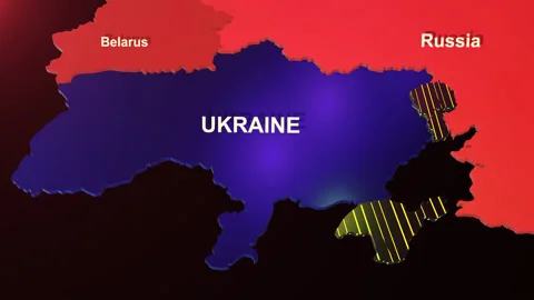 Animated map of Ukraine. Russian troops are concentrated near the border Vídeos de archivo 170740200