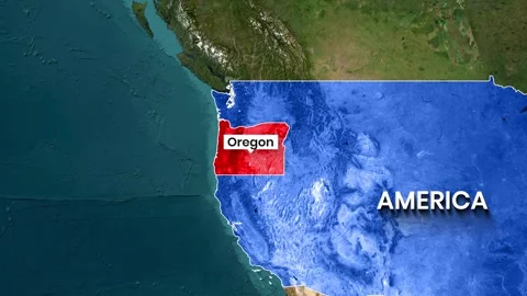 Animated Map of the USA Highlighting the Oregon Coastal State Region Stock Footage 340488967