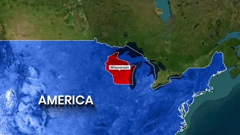 Animated Map of the USA Highlighting the Wisconsin State Region Stock Footage 340488948