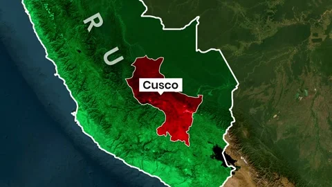 Animated map video highlighting the Cusco region in Peru Vídeo Stock 343487219