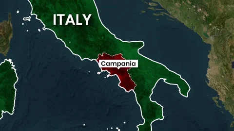 Animated map video highlights the Campania region within Italy motion footage Stock Footage 341657288