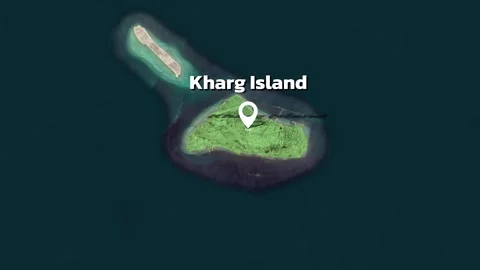 Animated map visualization of Kharg Island, Iran, in the Persian Gulf. Stock Footage 344374728