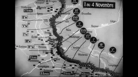 Animated map of war against Germany Stock Footage